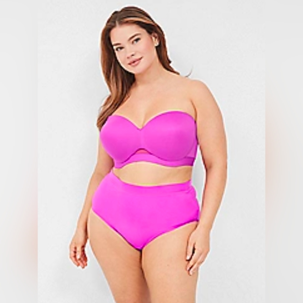 Cacique Comfort Bliss Lightly Lined Multi-Way Strapless Bra 50DDD in Neon Orchid